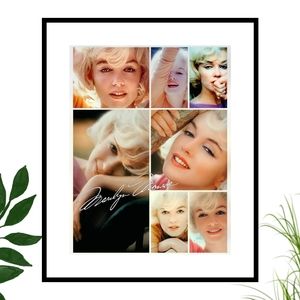 Marilyn Monroe Beautiful Portrait Art Collage Print Premium Poster Framed
